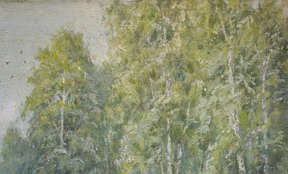 Oil painting of birch forest by Mikhail Valentinovich Arkhangelsky
