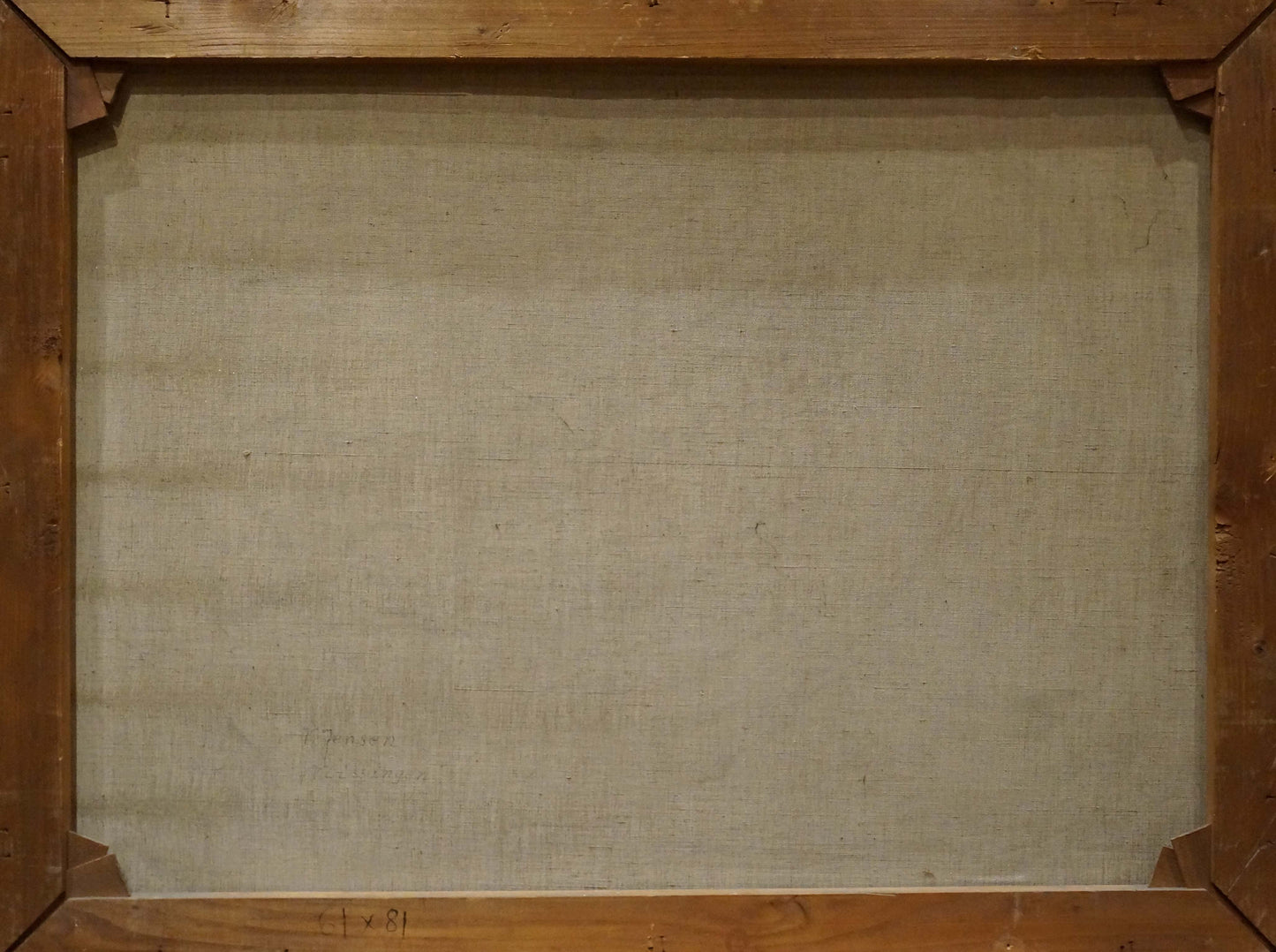 Back of V. Jensen oil painting The ship arrived in the city on wooden frame