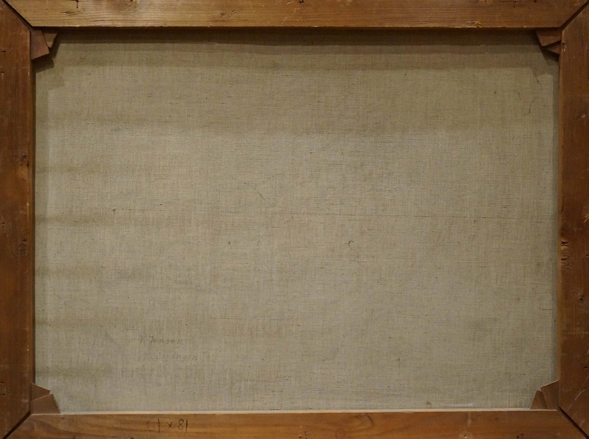 Back of V. Jensen oil painting The ship arrived in the city on wooden frame