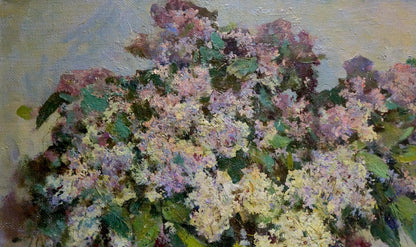 Oil painting of vibrant lilac blossoms by Maltsev Nikolay Alexandrovich