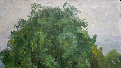 Impressionistic lush green tree by Kogan-Shats Matvey Borisovich, Oil painting Natural silence