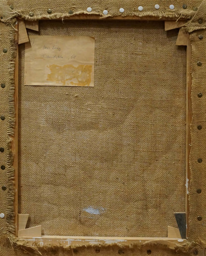 Back of Sunflowers Hans Long oil painting on burlap with stretcher bars