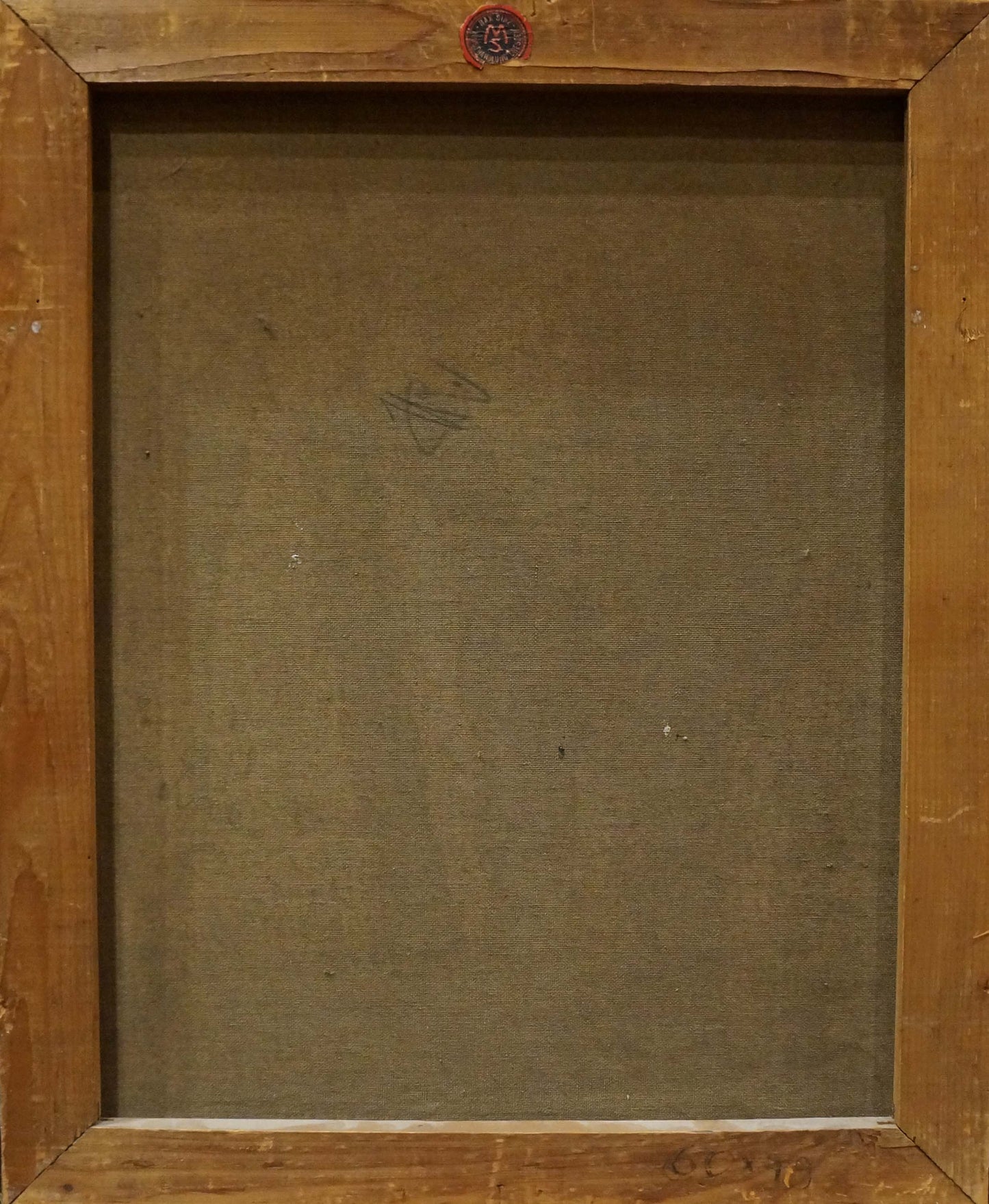 Back of Felice Giordano Ischia maybe oil painting in light brown wooden frame