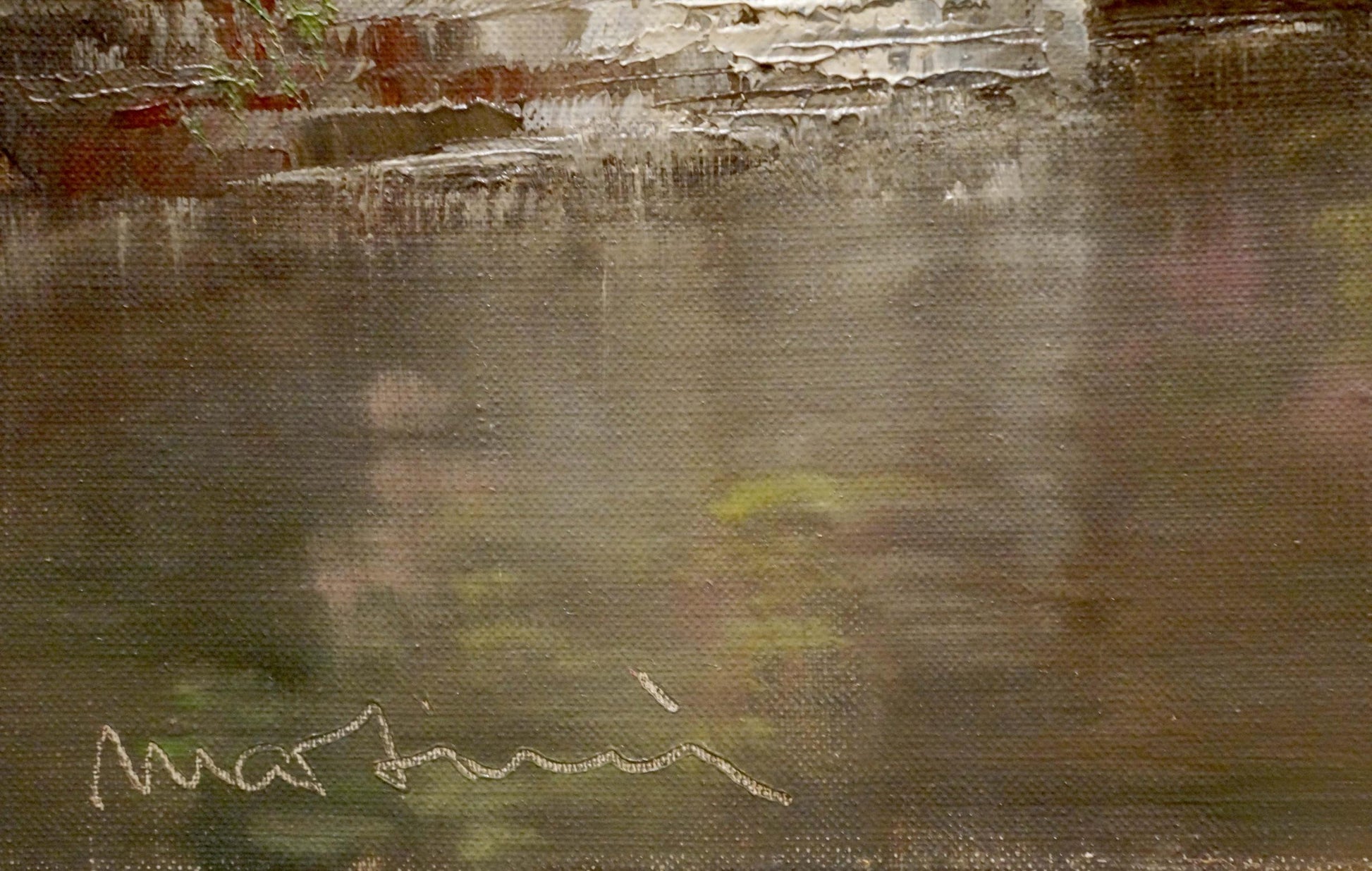 Oil painting House by the Shore by Bruno Martini in abstract expressionist style