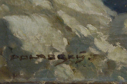 Oil painting Ships at sea Polarsky with textured polabek signature on canvas