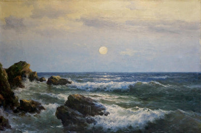 Serene moonlit ocean oil painting Seascape by Titov D.V