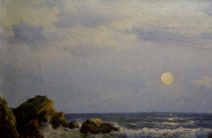 Oil painting Seascape Titov D.V. moonlit coastal scene
