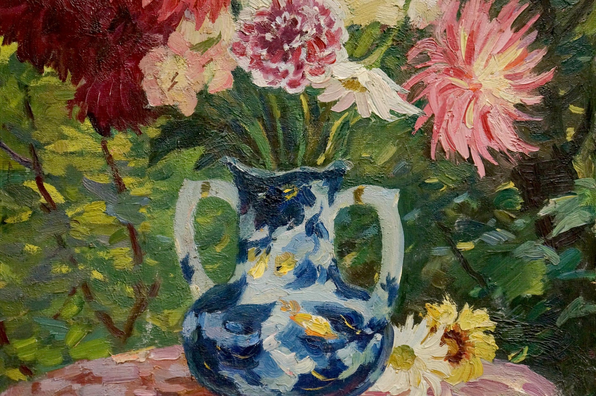 Oil painting Flowers in the garden by Fastenko Y.I. with vibrant flowers