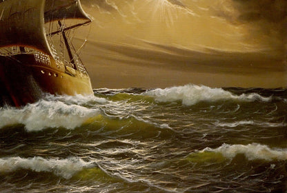 Explore Mody Kersler's oil painting, "Landscape with a Ship"
