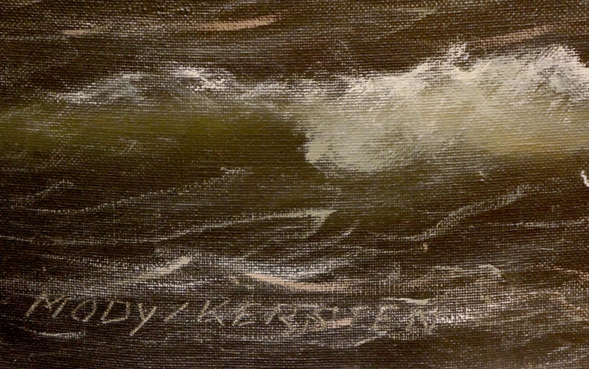 Mody Kersler captures the essence of nature in "Landscape with a Ship," an oil painting