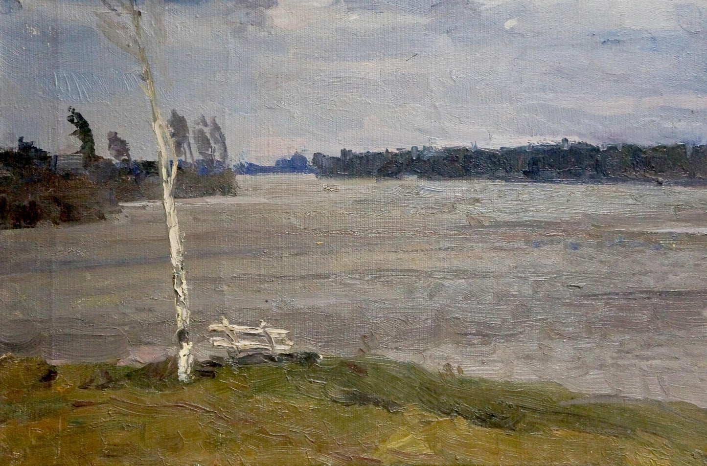 Oil painting The storm is coming by Chernyavsky Georgy Georgievich serene lakeside birch tree
