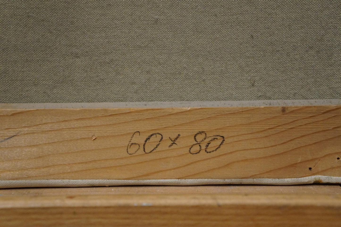 Back of Benno Stadler city landscape oil painting: hand-carved 60 x 80 stretcher bar