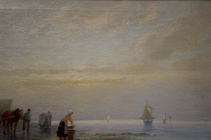 Soft impressionistic oil painting of misty Coastal Market Weyh T scene