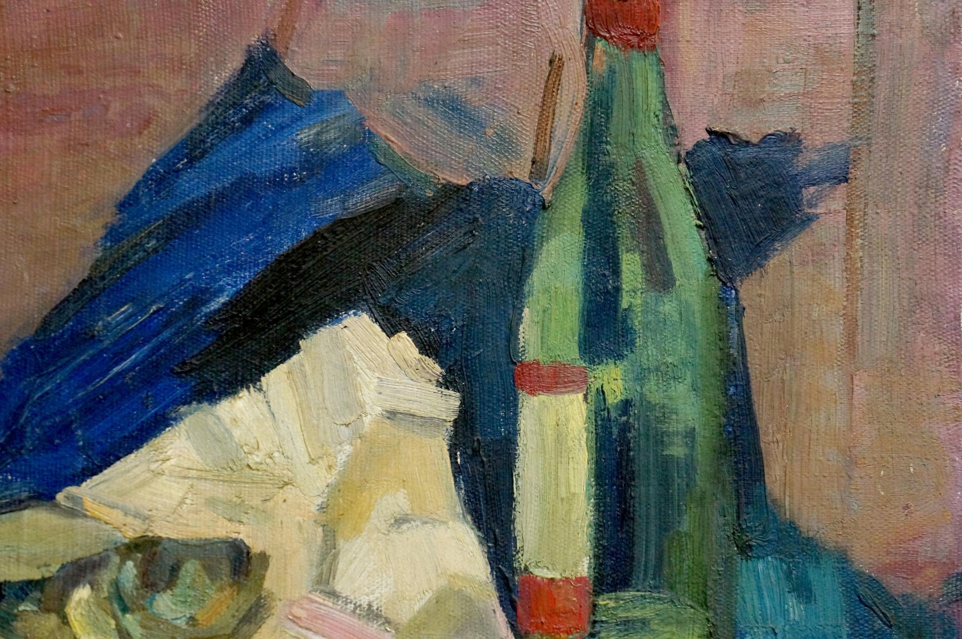 Impressionistic green wine bottle by Kerimova Elena Alexandrovna