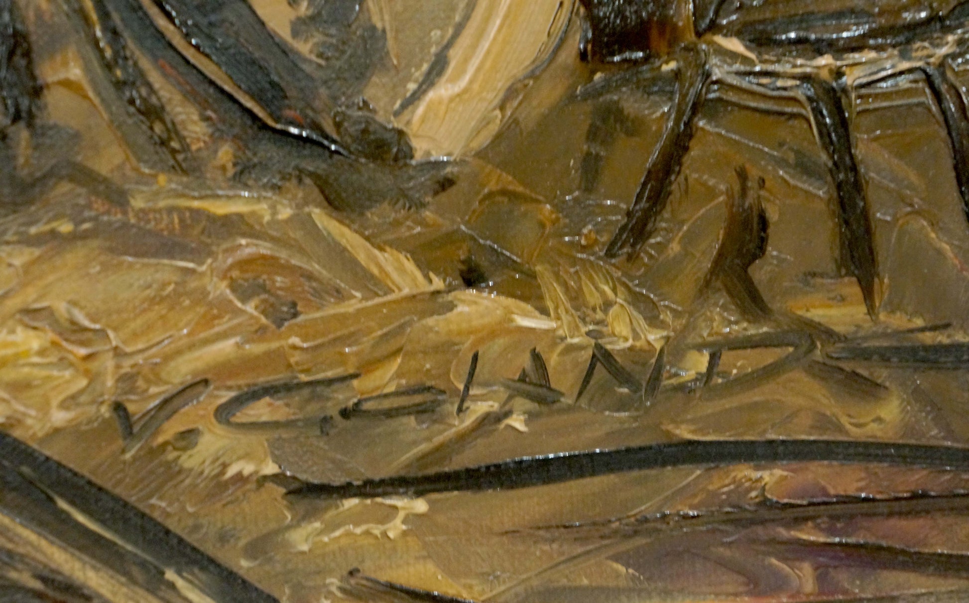 Oil painting Stormy life in the city with textured impasto in earthy tones