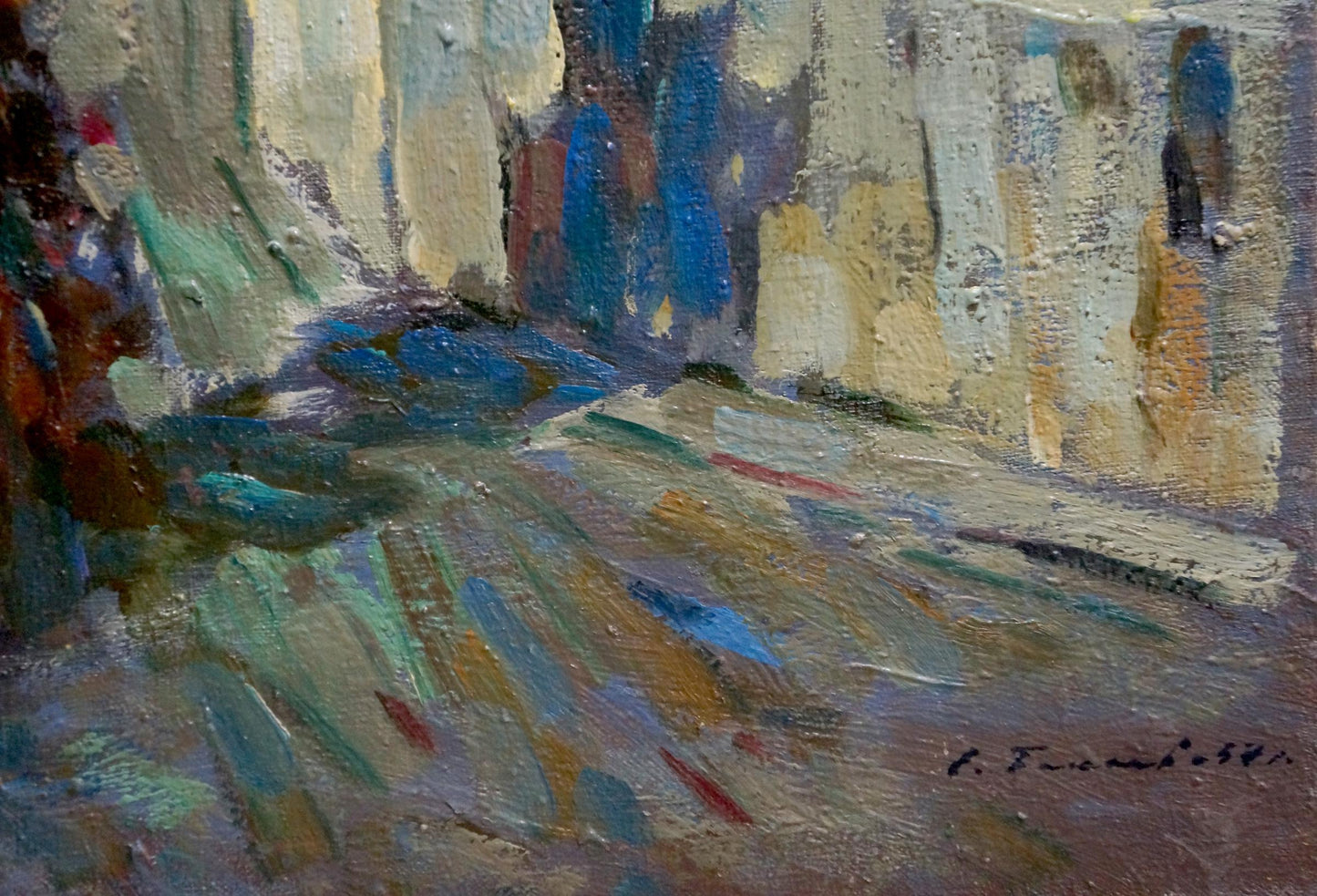 Abstract expressionist oil painting Night city by Bakaev Sergey Ivanovich