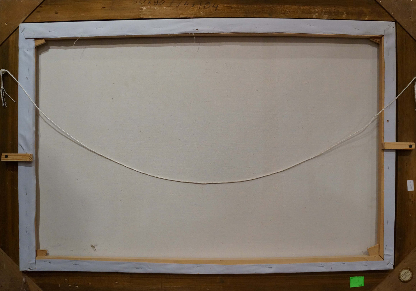Back of Dillon fog forest oil painting canvas in white wooden frame