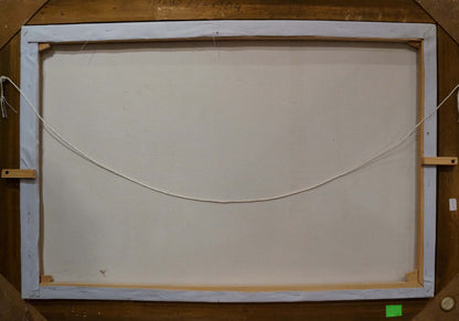 Back of Dillon fog forest oil painting canvas in white wooden frame