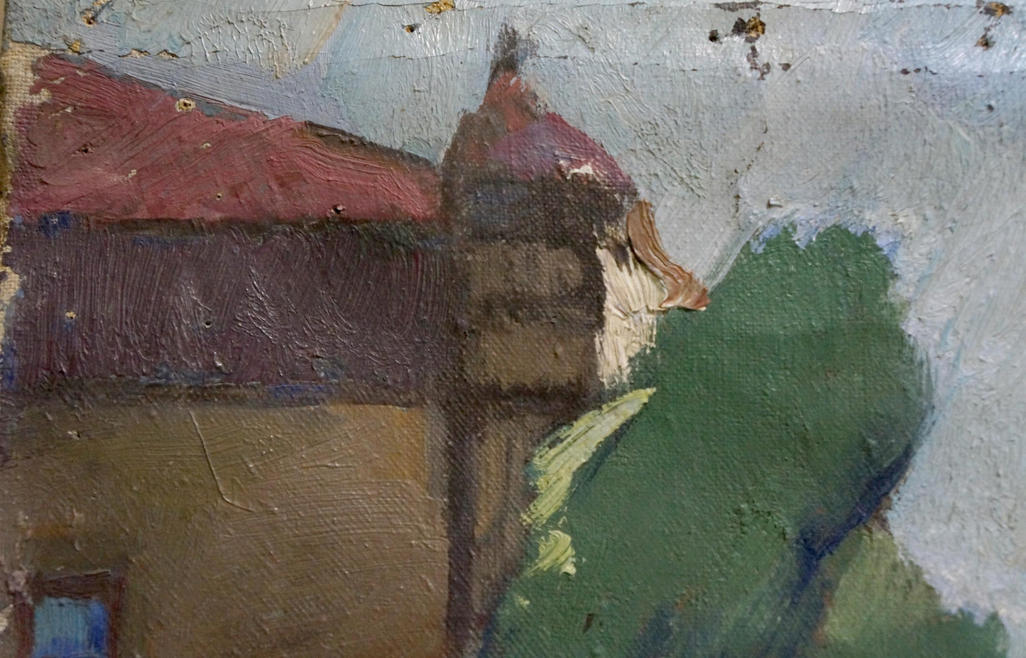 Oil painting In the Park by Tatarenko Alexander Alexandrovich, weathered stone tower