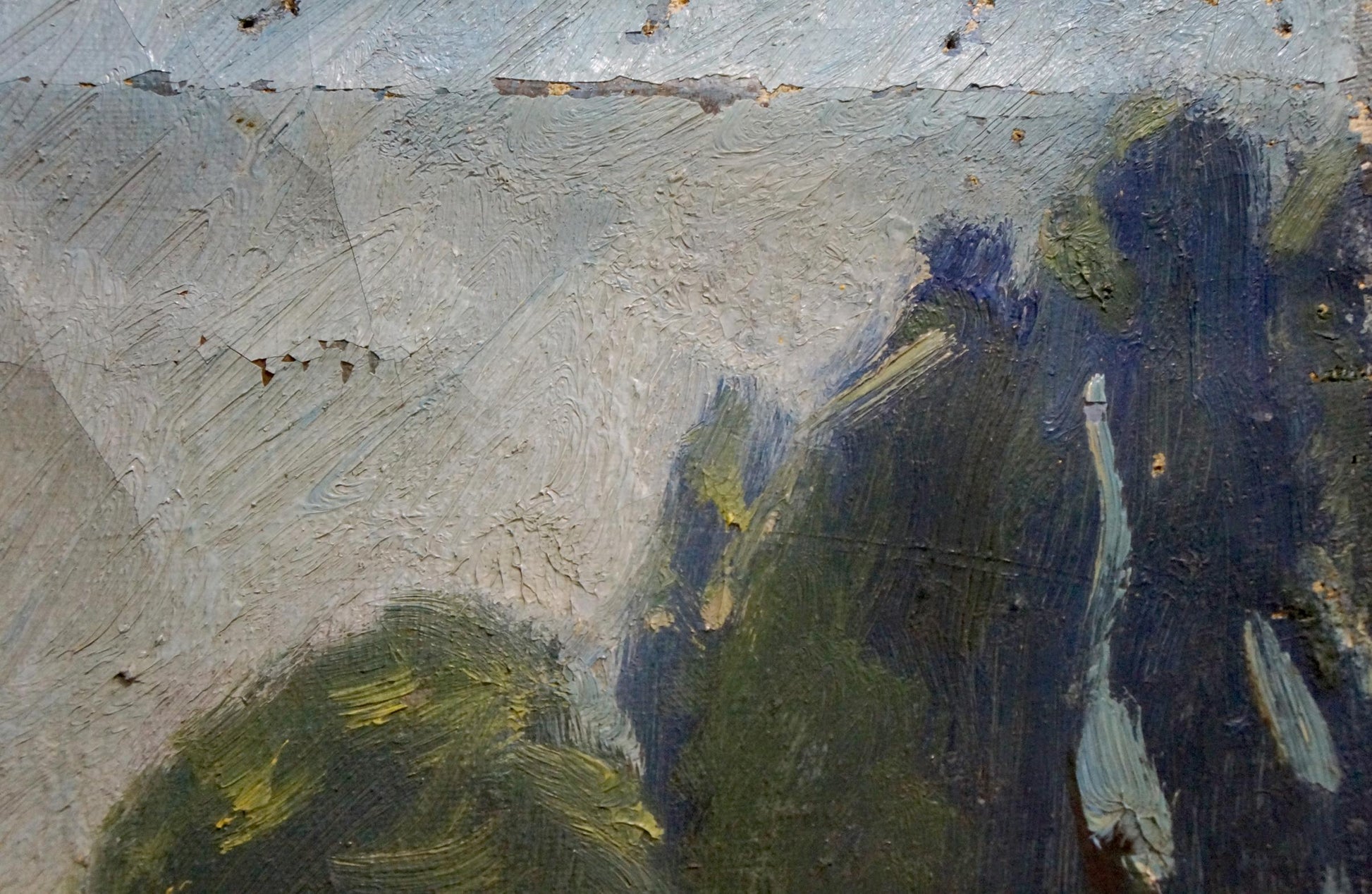 Oil painting In the park by Tatarenko Alexander Alexandrovich, textured greens and blues