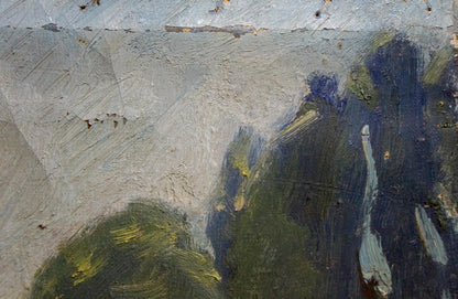 Oil painting In the park by Tatarenko Alexander Alexandrovich, textured greens and blues