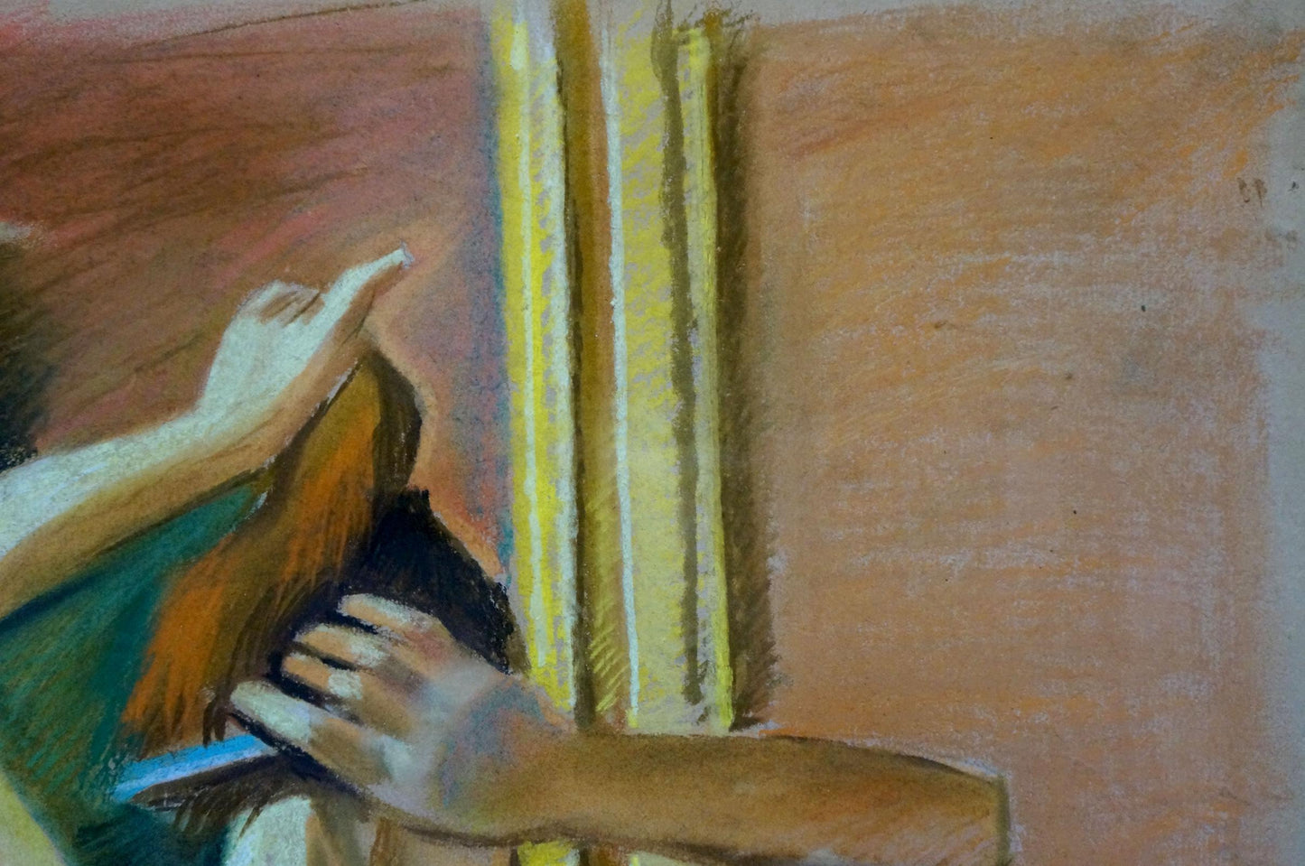 Hand holding back of female figure portrait by Lomykin Konstantin Matveevich