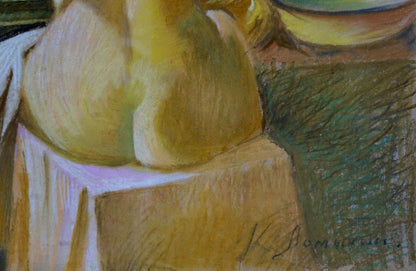 Impressionistic pastel portrait of female figure by Lomykin Konstantin Matveevich