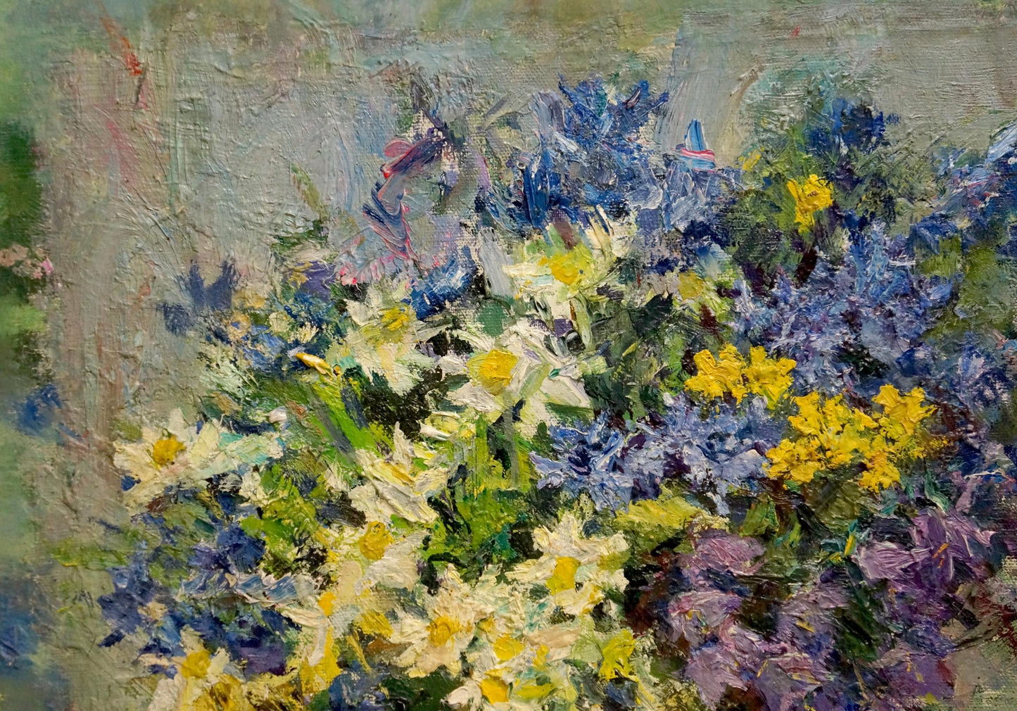 Vibrant impressionist oil painting Flowers by Zinaida Sokolova with daisies