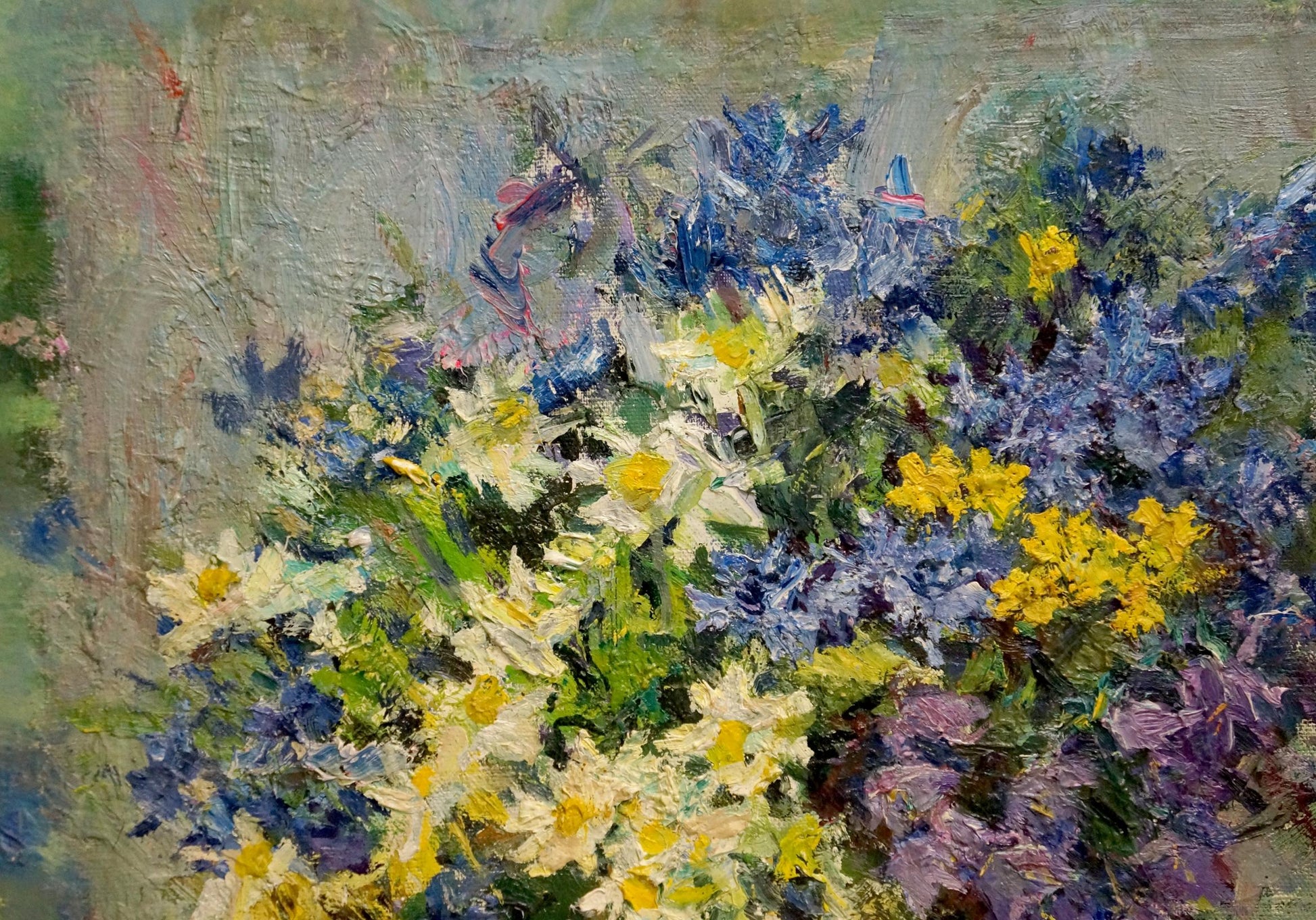 Vibrant impressionist oil painting Flowers by Zinaida Sokolova with daisies