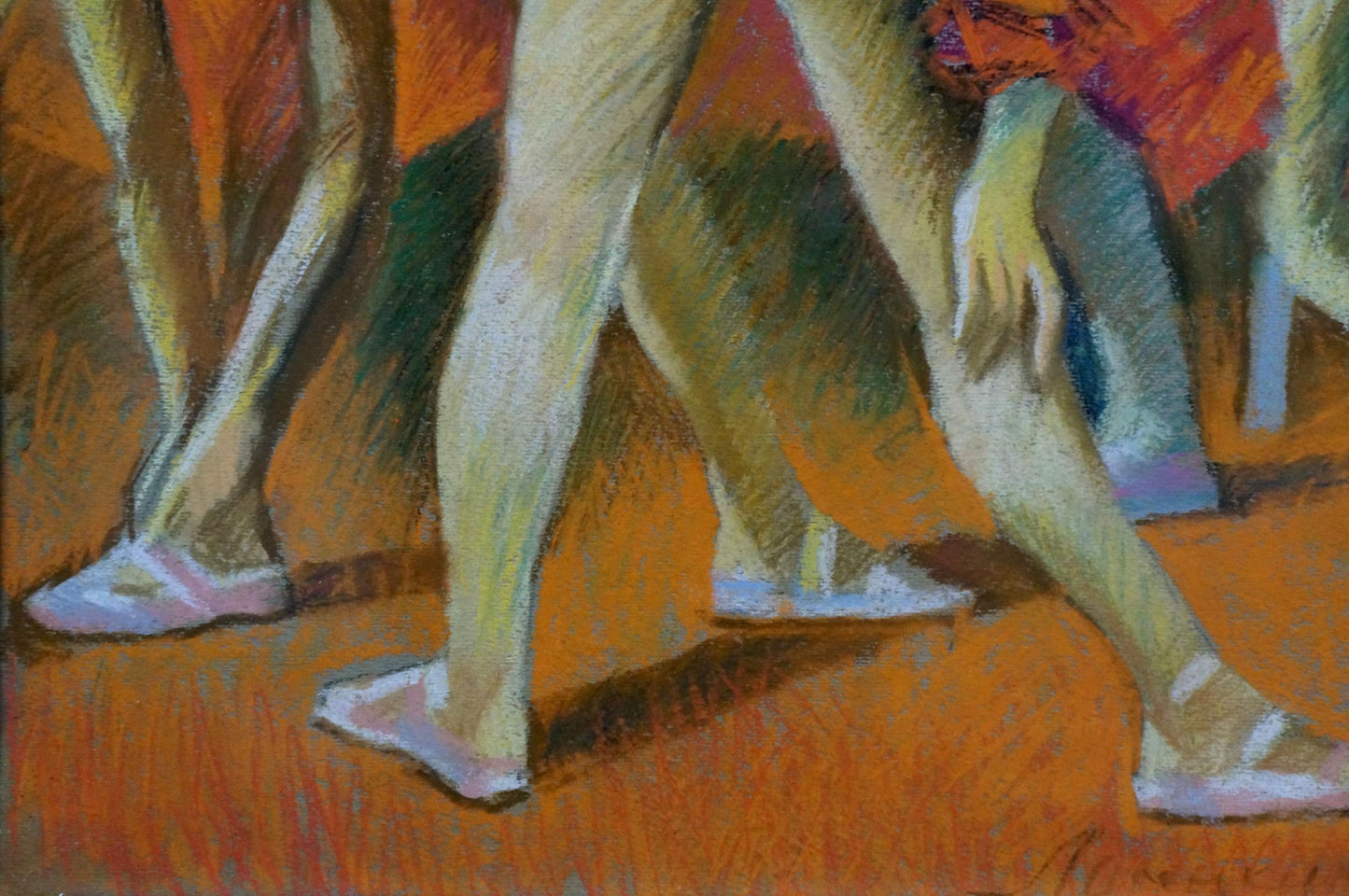 Vibrant pastel sketch of legs in motion by Lomykin Konstantin Matveevich