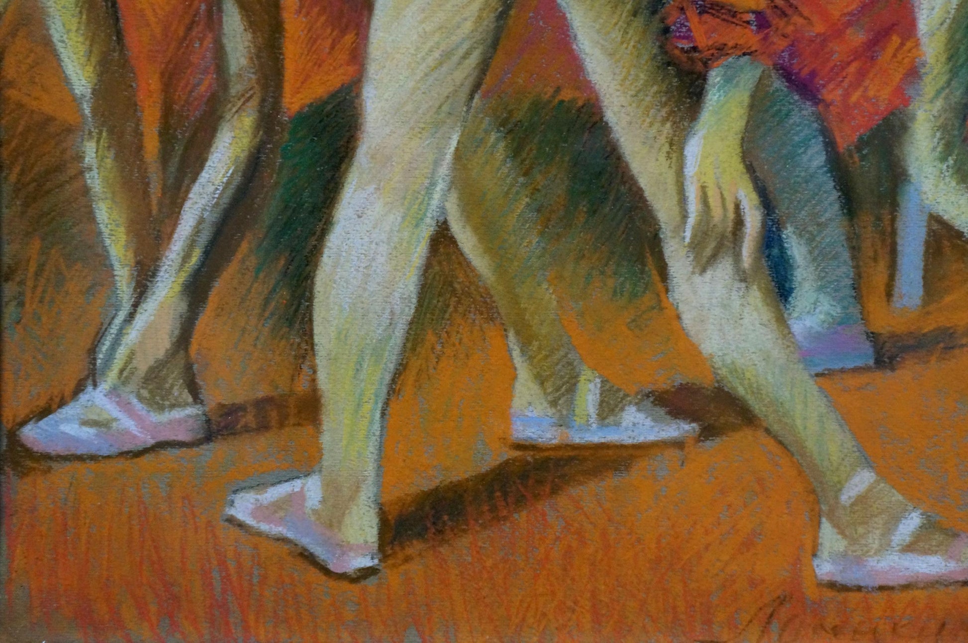Vibrant pastel sketch of legs in motion by Lomykin Konstantin Matveevich