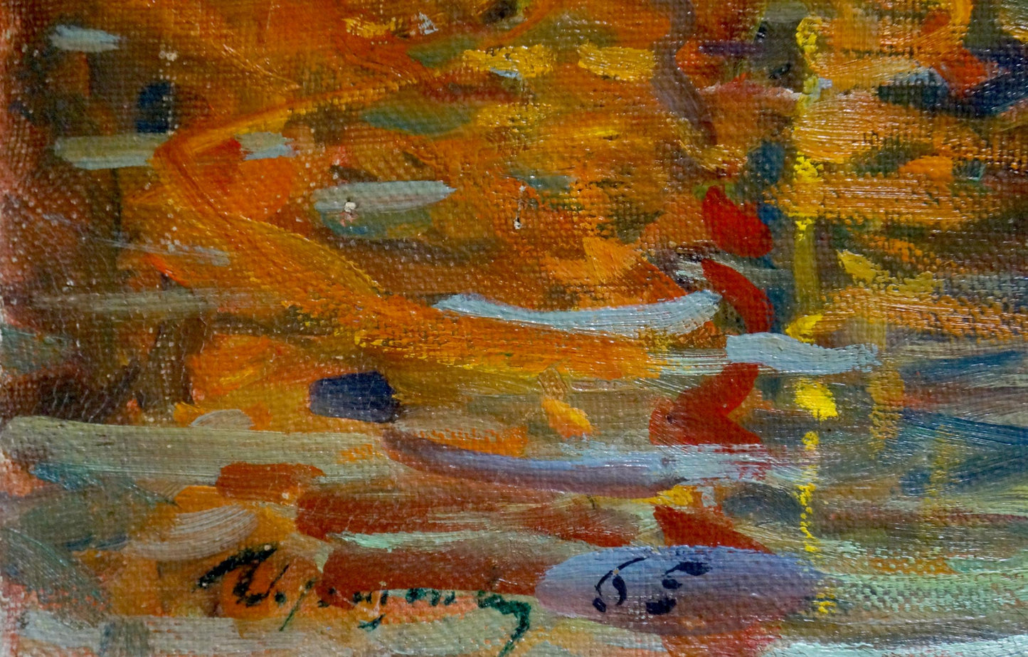 Vibrant oil painting of ship in port by Atayan Armen Arshakovich