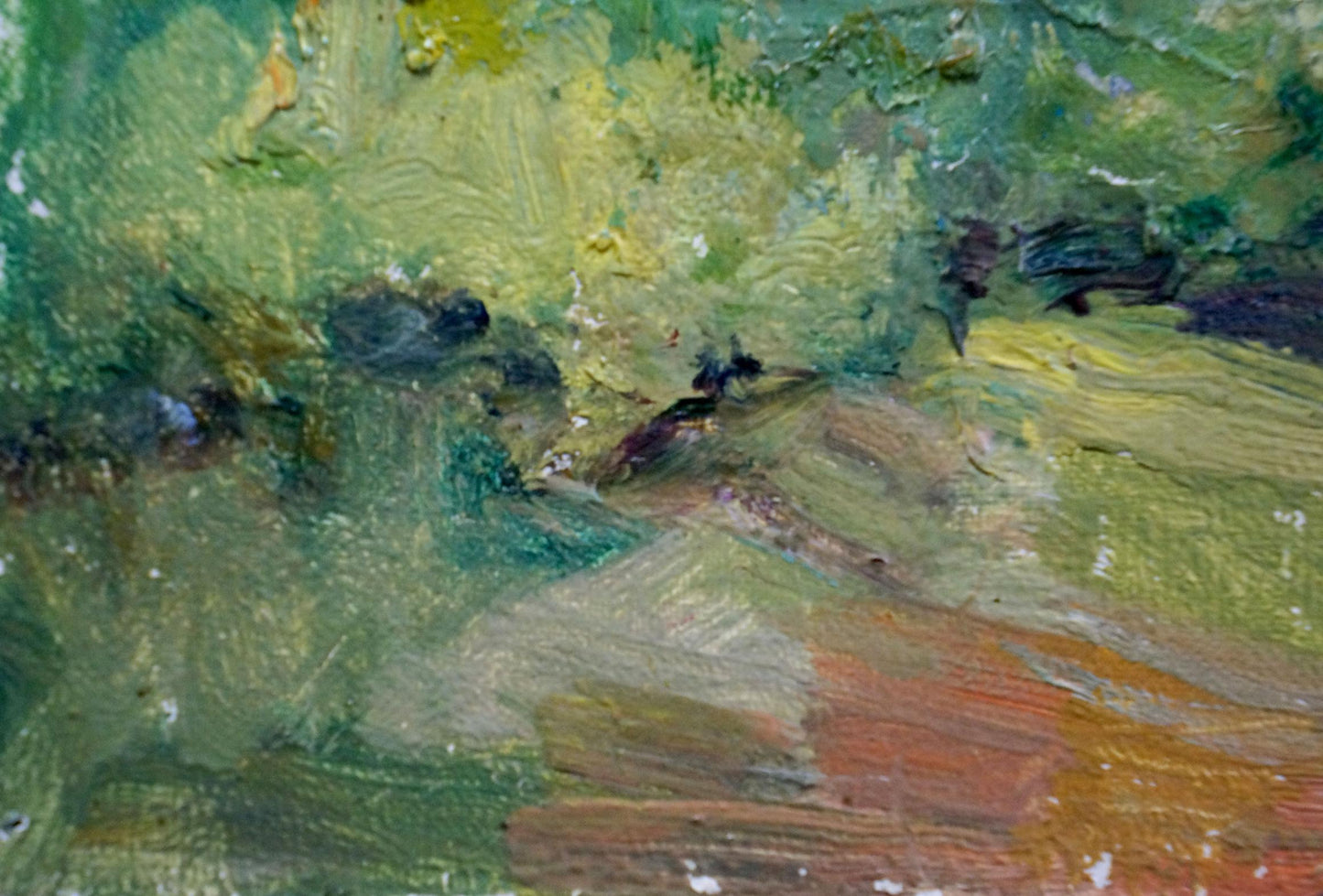 Oil painting landscape by Konovalyuk Fedor Zotikovich, impasto green and yellow