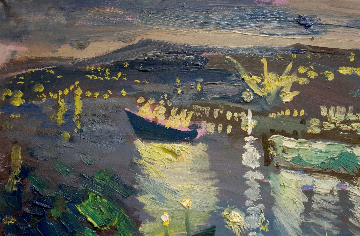Impressionistic oil painting Night port by Repka Alexander Sergeevich