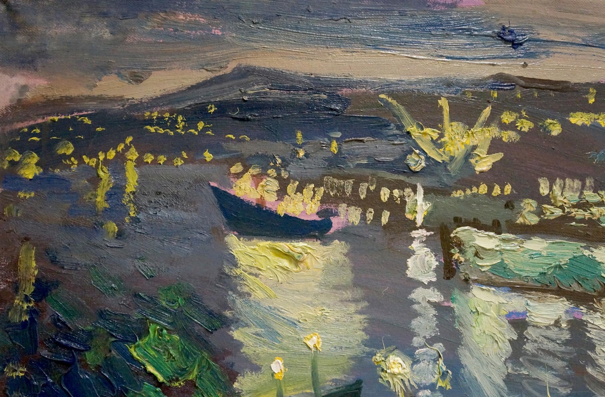 Impressionistic oil painting Night port by Repka Alexander Sergeevich