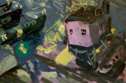 Vibrant Night Port oil painting by Repka Alexander Sergeevich
