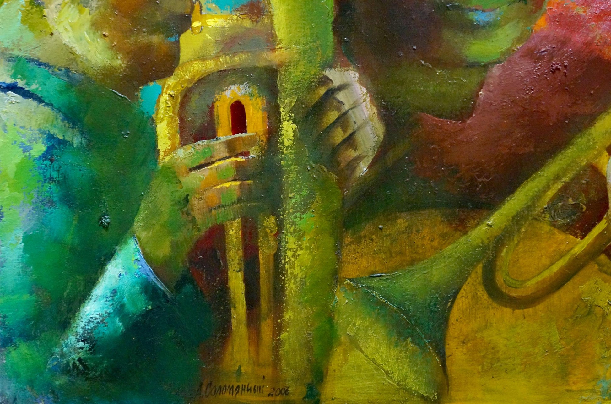 Oil painting of golden trumpet by Solomyanny Anatoly Prokofievich