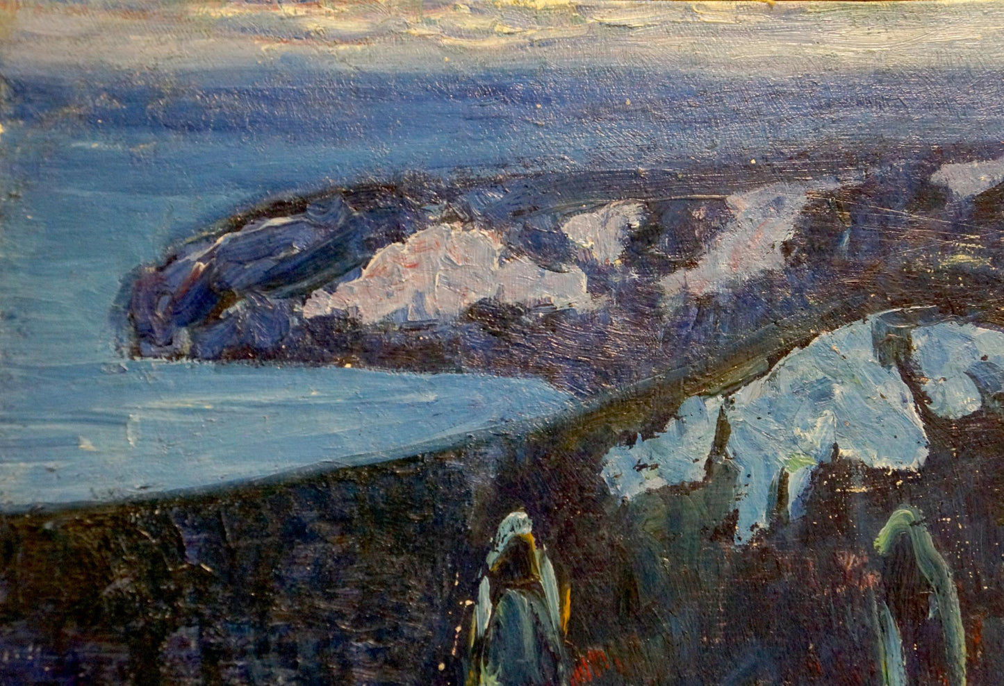 Oil painting by Tolochko Victor Ivanovich of rugged coastal cliffs