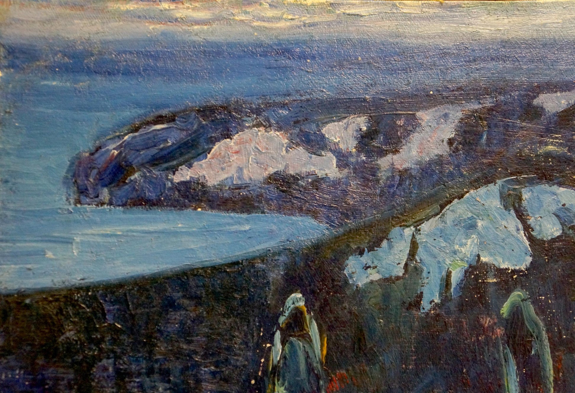 Oil painting by Tolochko Victor Ivanovich of rugged coastal cliffs