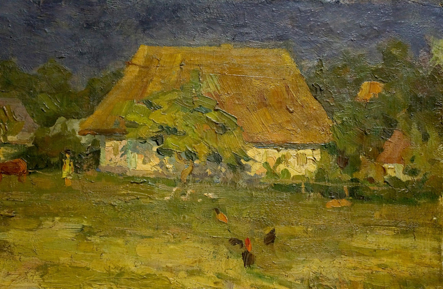 Oil painting of rustic Village Mynka cottage by Alexander Fedorovich