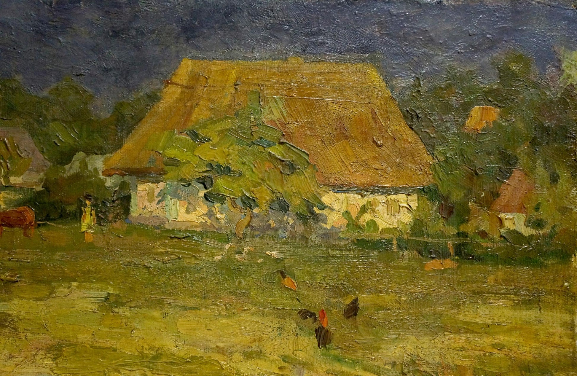 Oil painting of rustic Village Mynka cottage by Alexander Fedorovich