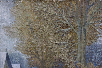 Textured impasto oil painting of winter tree landscape by Zorko Yuri Valentinovich