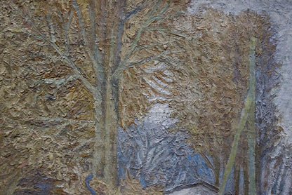 Textured oil painting of winter landscape trees by Zorko Yuri Valentinovich