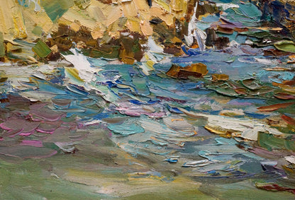 Impasto oil painting of rocky coast by Zaborovsky Leonid Alexandrovich