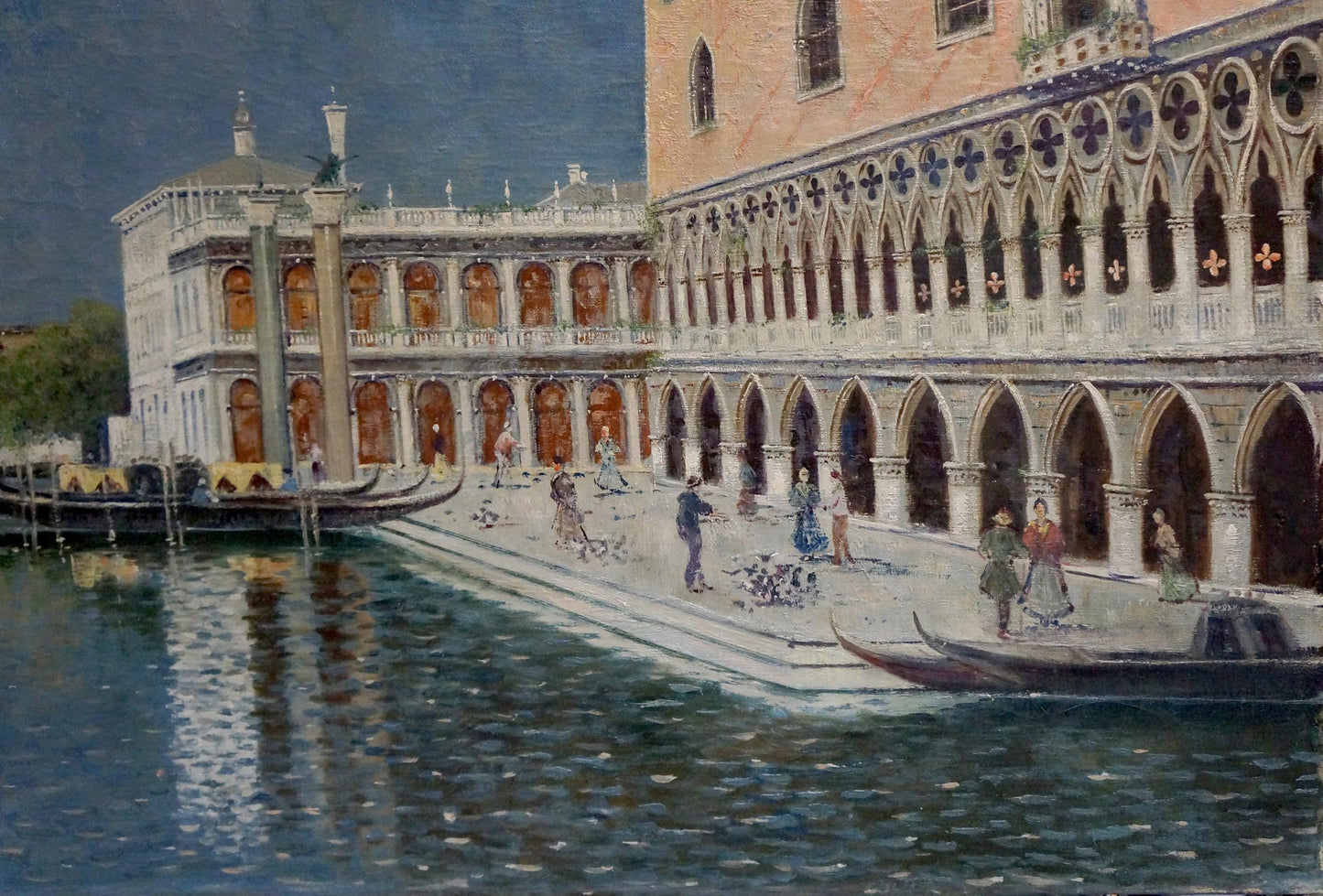 Oil painting of Doges Palace Venice gothic architecture