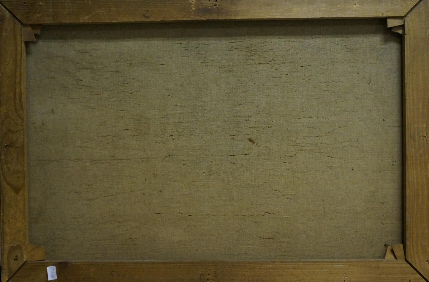 Back of Oil painting Venice wooden canvas with beige textured stretcher