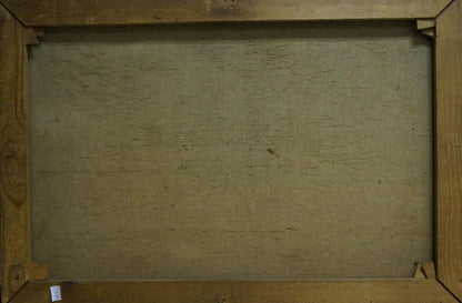 Back of Oil painting Venice wooden canvas with beige textured stretcher