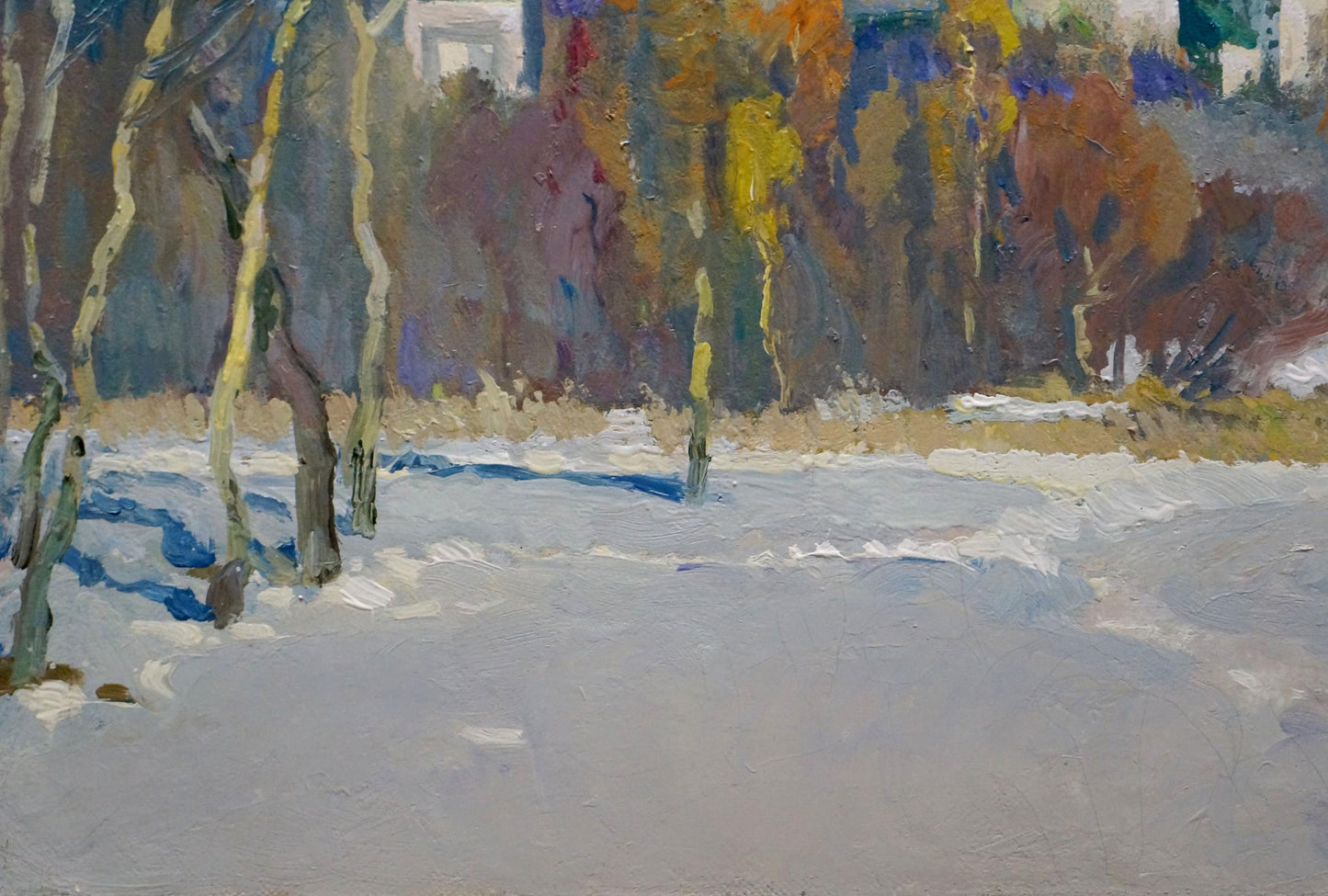 Textured impressionist snowy landscape oil painting by Minka Alexander Fedorovich