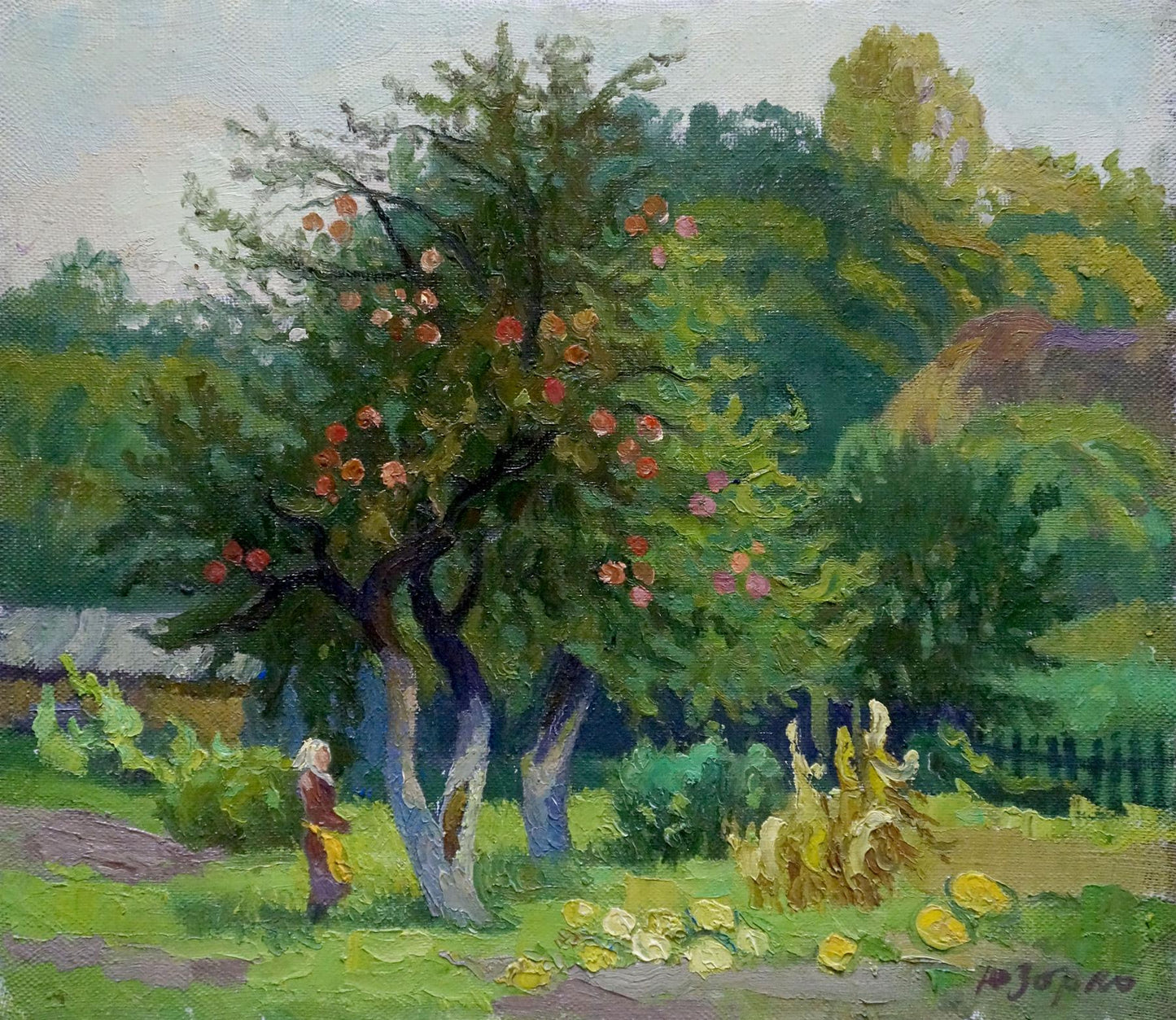 Oil painting of lush old apple tree by Zorko Yuri Valentinovich