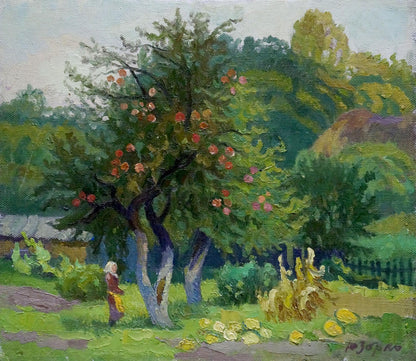Oil painting of lush old apple tree by Zorko Yuri Valentinovich